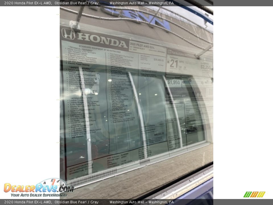 2020 Honda Pilot EX-L AWD Obsidian Blue Pearl / Gray Photo #15