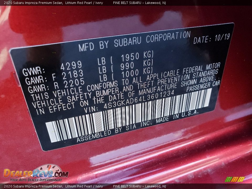 2020 Subaru Impreza Premium Sedan Lithium Red Pearl / Ivory Photo #9
