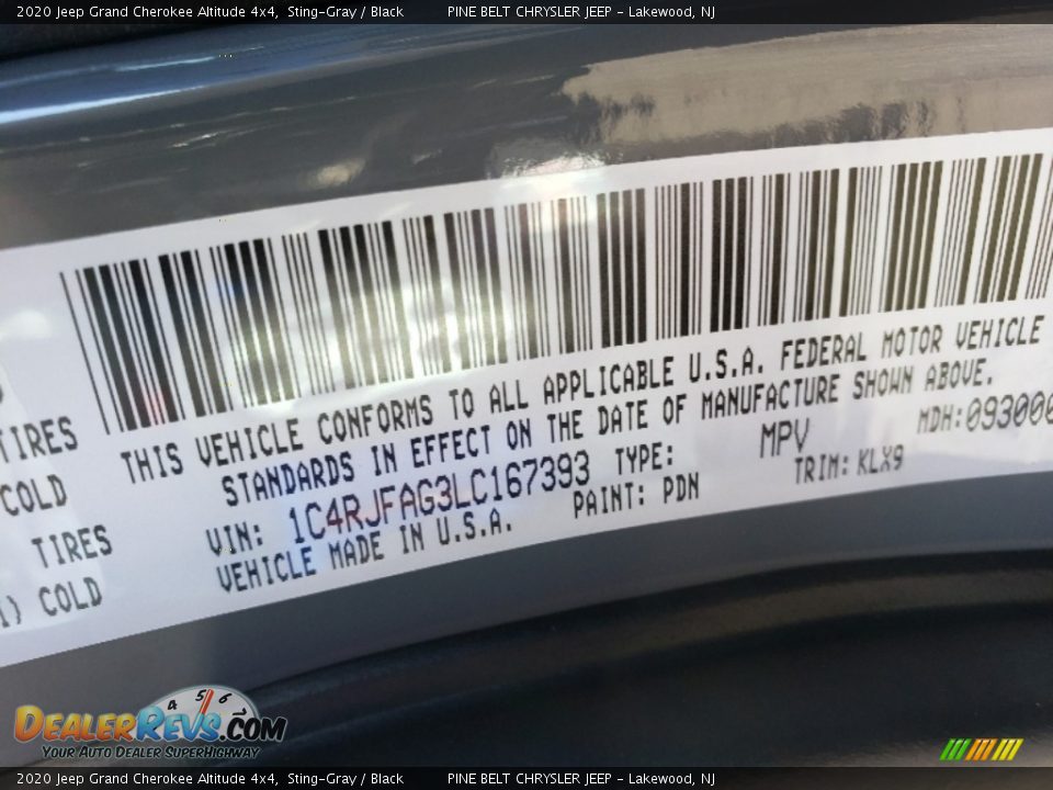 2020 Jeep Grand Cherokee Altitude 4x4 Sting-Gray / Black Photo #9