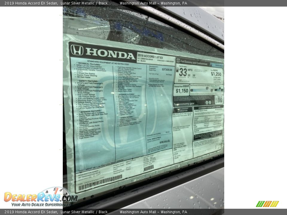 2019 Honda Accord EX Sedan Lunar Silver Metallic / Black Photo #15