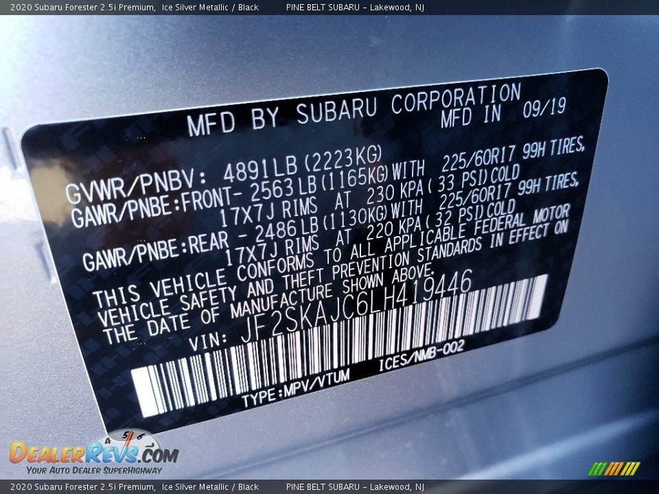 2020 Subaru Forester 2.5i Premium Ice Silver Metallic / Black Photo #9