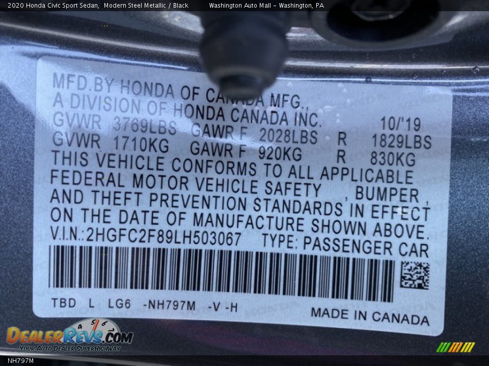 Honda Color Code NH797M Modern Steel Metallic