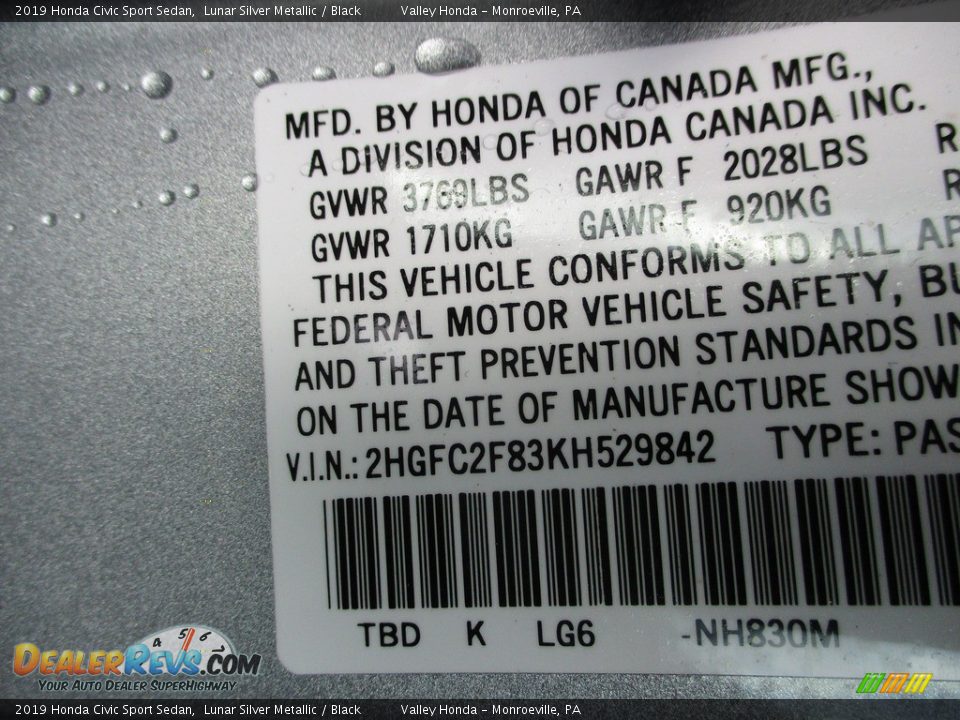 2019 Honda Civic Sport Sedan Lunar Silver Metallic / Black Photo #19