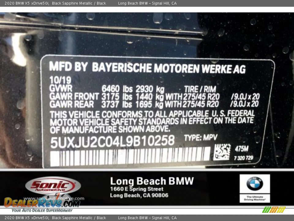 2020 BMW X5 xDrive50i Black Sapphire Metallic / Black Photo #11