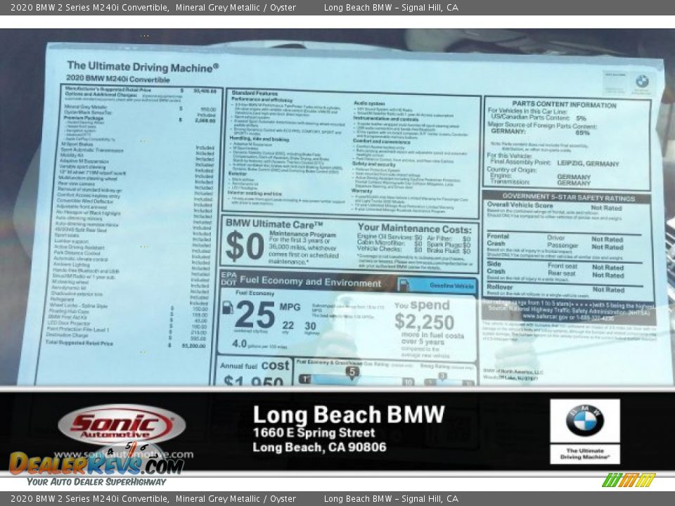 2020 BMW 2 Series M240i Convertible Mineral Grey Metallic / Oyster Photo #10