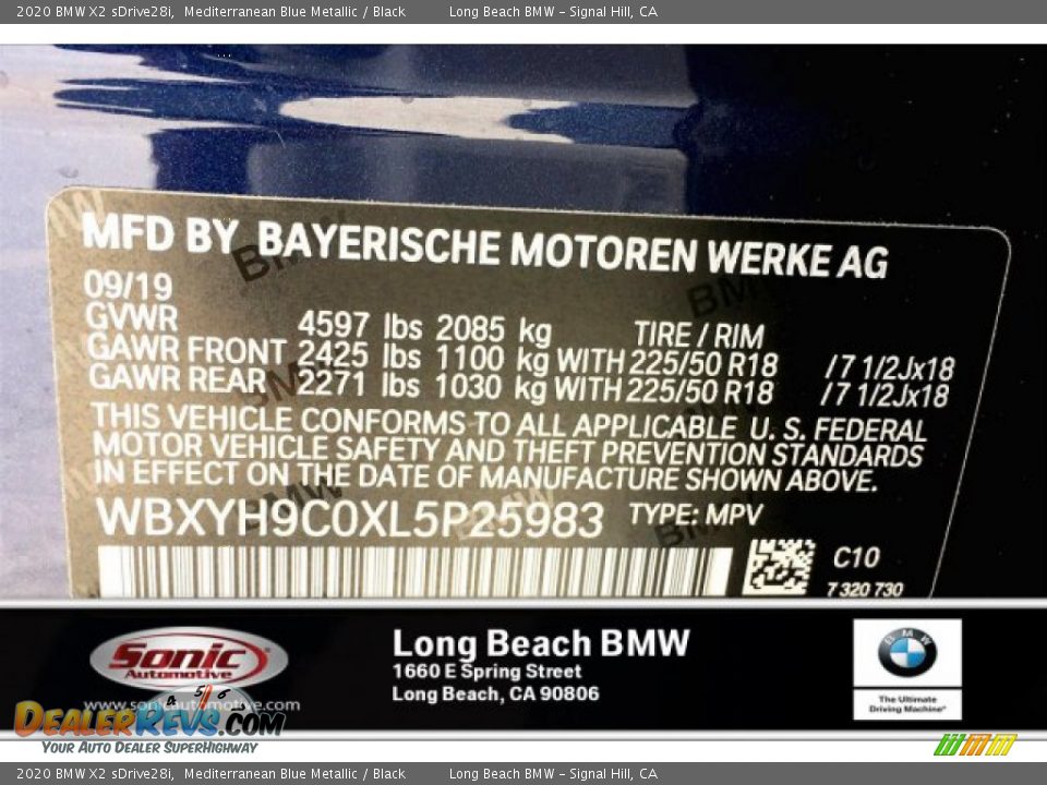 2020 BMW X2 sDrive28i Mediterranean Blue Metallic / Black Photo #11
