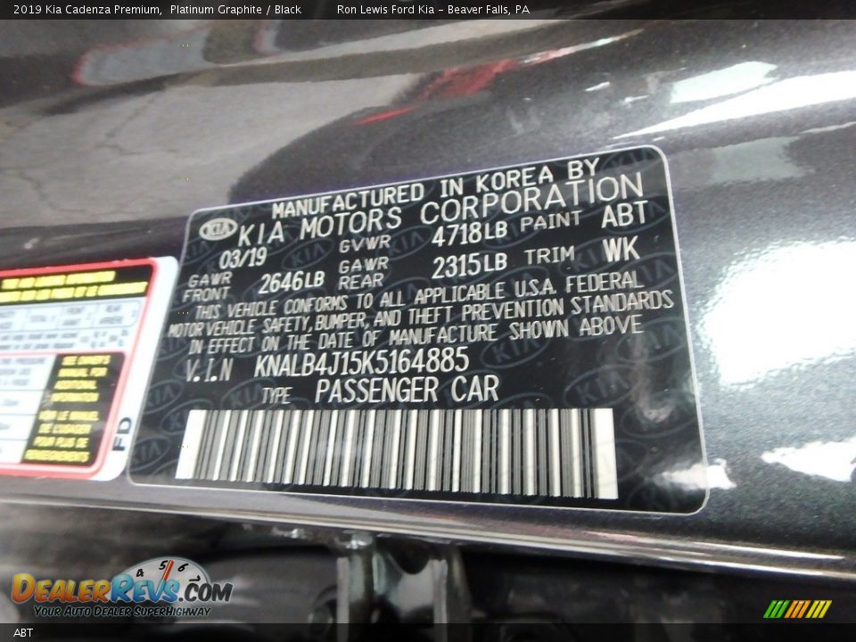 Kia Color Code ABT Platinum Graphite