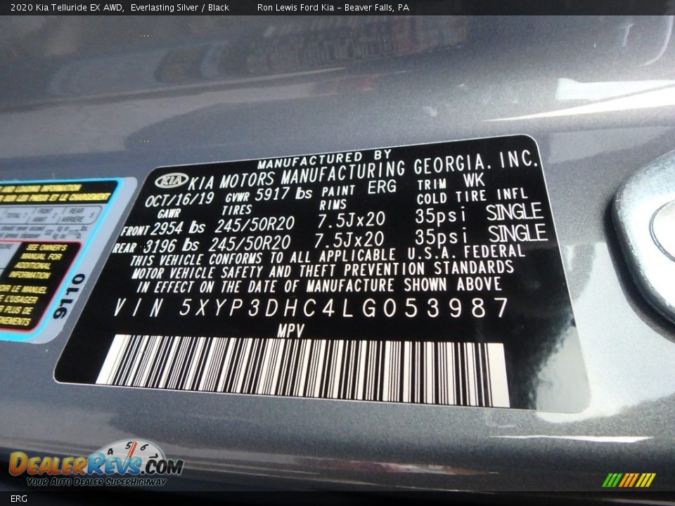 Kia Color Code ERG Everlasting Silver