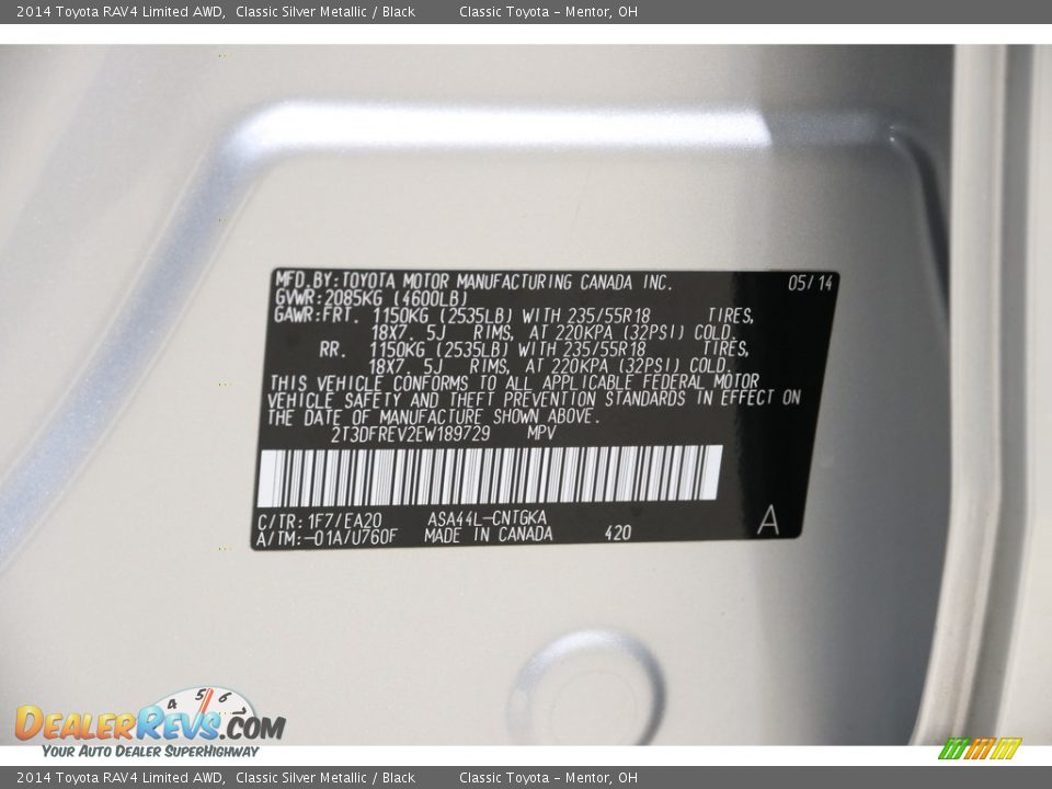 2014 Toyota RAV4 Limited AWD Classic Silver Metallic / Black Photo #20