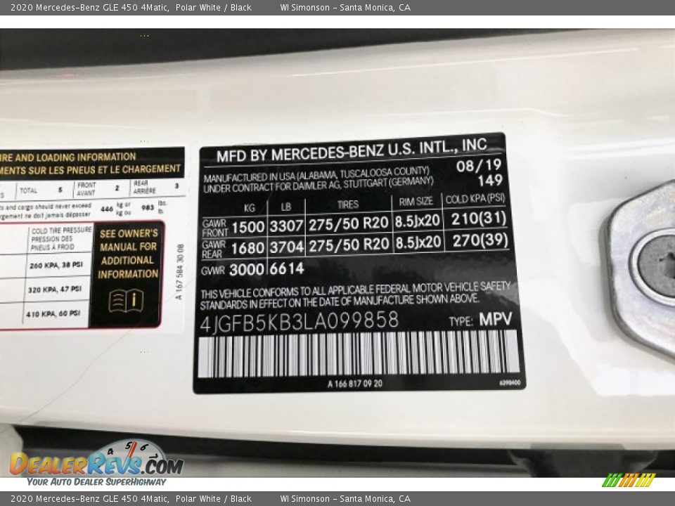 2020 Mercedes-Benz GLE 450 4Matic Polar White / Black Photo #11