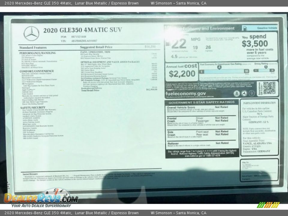 2020 Mercedes-Benz GLE 350 4Matic Lunar Blue Metallic / Espresso Brown Photo #11