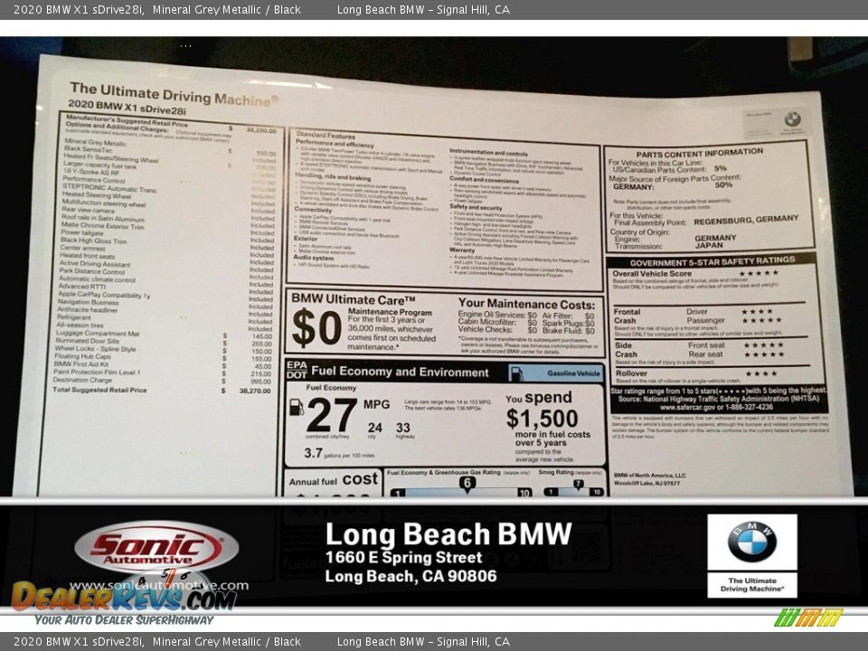 2020 BMW X1 sDrive28i Mineral Grey Metallic / Black Photo #10