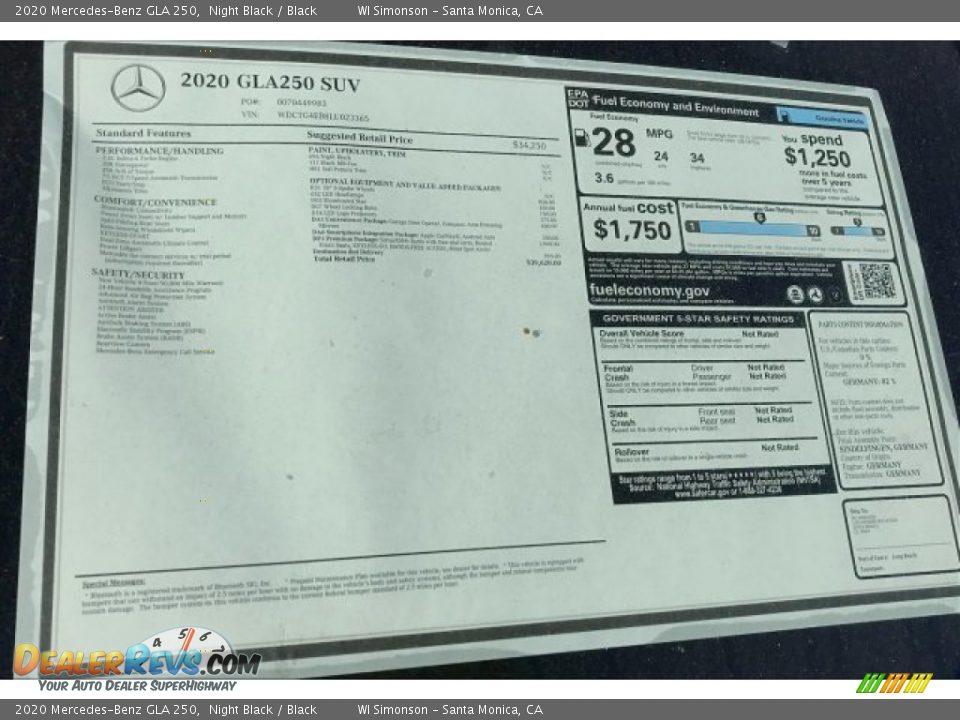 2020 Mercedes-Benz GLA 250 Night Black / Black Photo #10