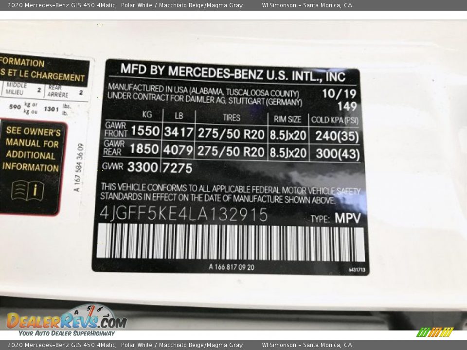 2020 Mercedes-Benz GLS 450 4Matic Polar White / Macchiato Beige/Magma Gray Photo #11
