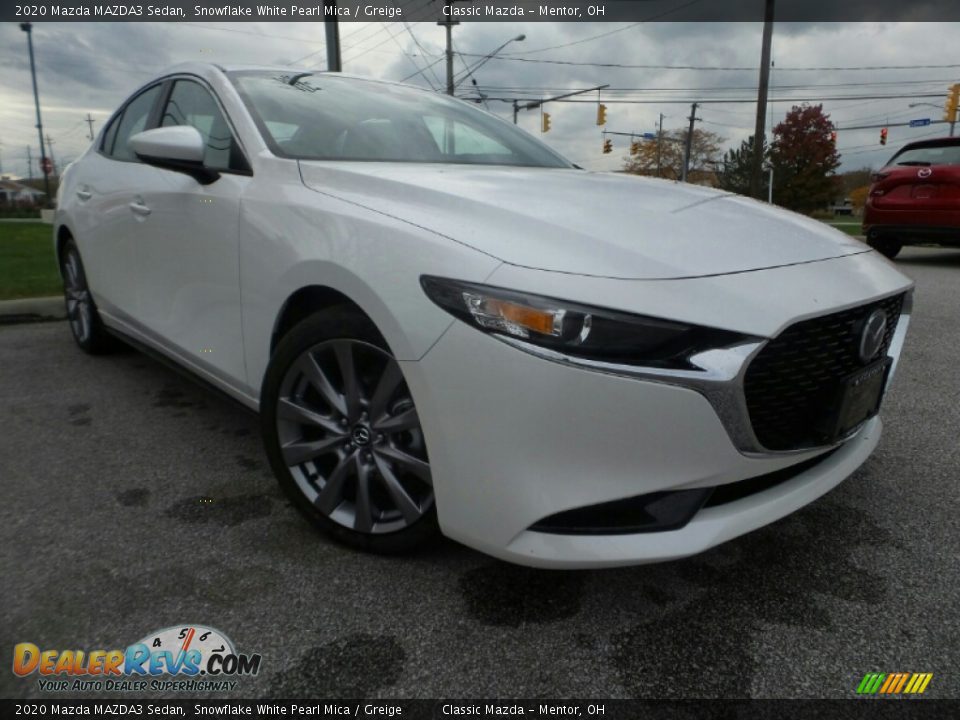 2020 Mazda MAZDA3 Sedan Snowflake White Pearl Mica / Greige Photo #1