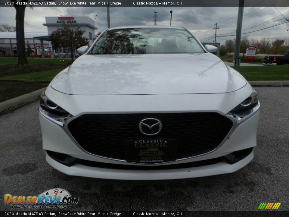 2020 Mazda MAZDA3 Sedan Snowflake White Pearl Mica / Greige Photo #2