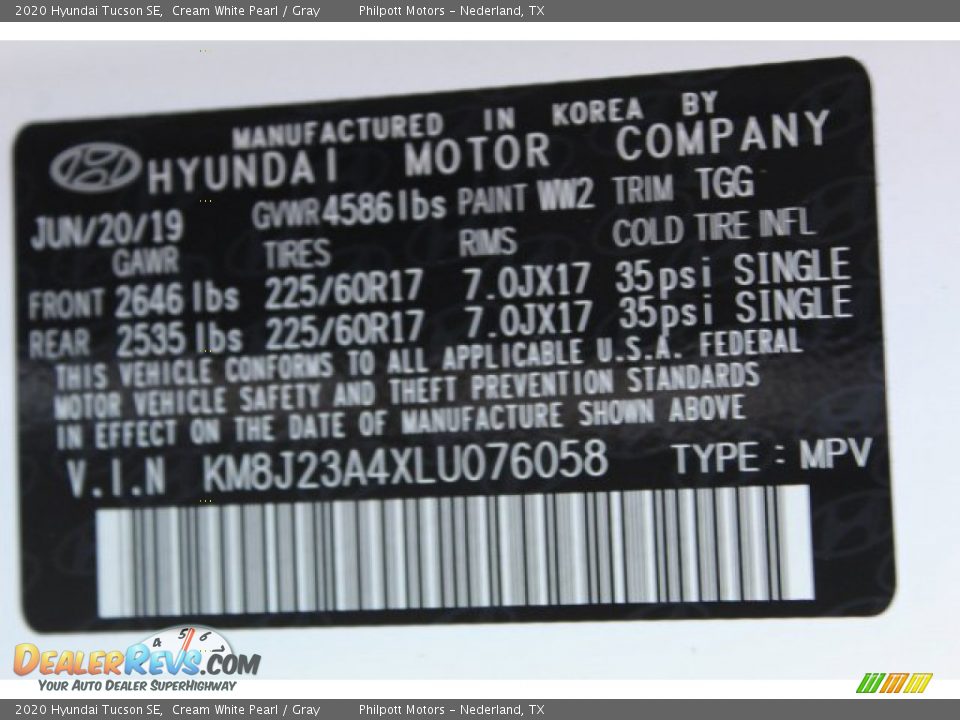 2020 Hyundai Tucson SE Cream White Pearl / Gray Photo #23