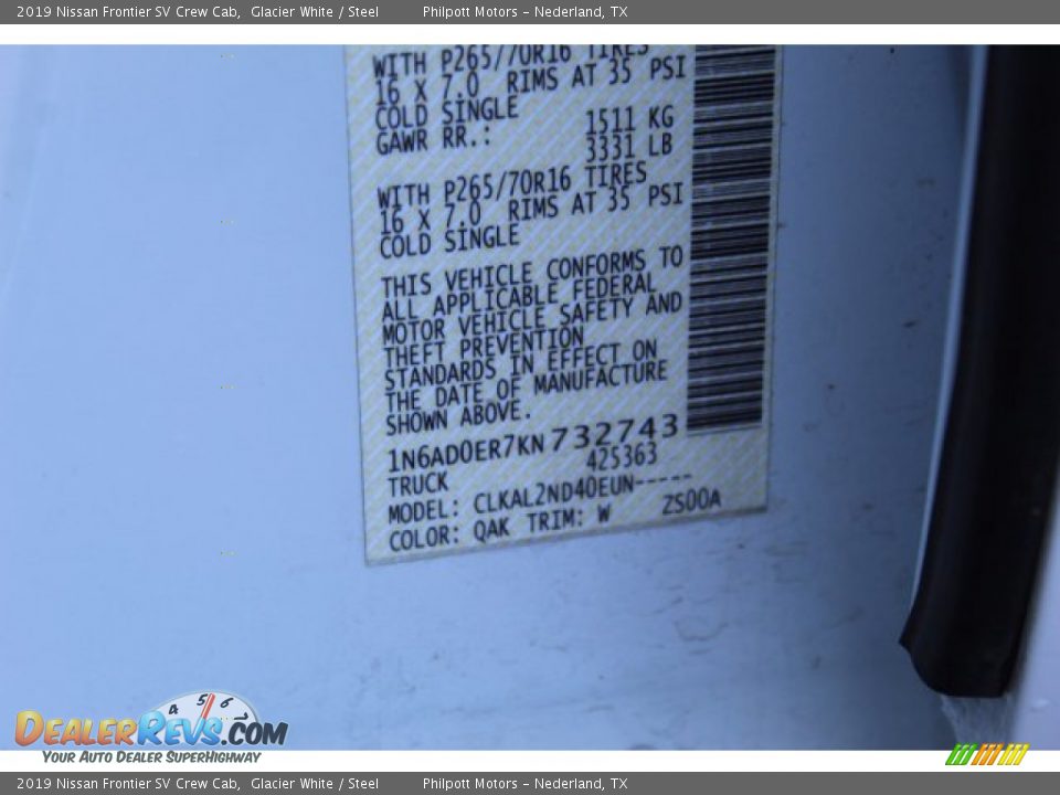 2019 Nissan Frontier SV Crew Cab Glacier White / Steel Photo #27