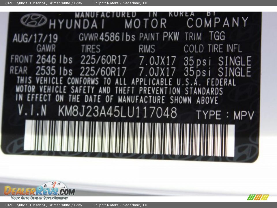 2020 Hyundai Tucson SE Winter White / Gray Photo #24