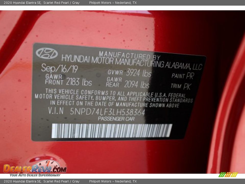 2020 Hyundai Elantra SE Scarlet Red Pearl / Gray Photo #24