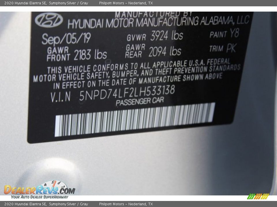 2020 Hyundai Elantra SE Symphony Silver / Gray Photo #23