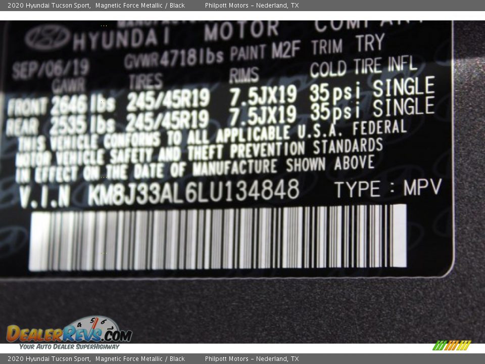 2020 Hyundai Tucson Sport Magnetic Force Metallic / Black Photo #26