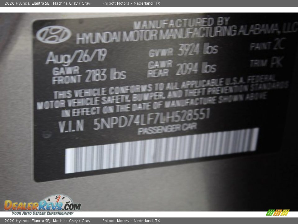 2020 Hyundai Elantra SE Machine Gray / Gray Photo #24