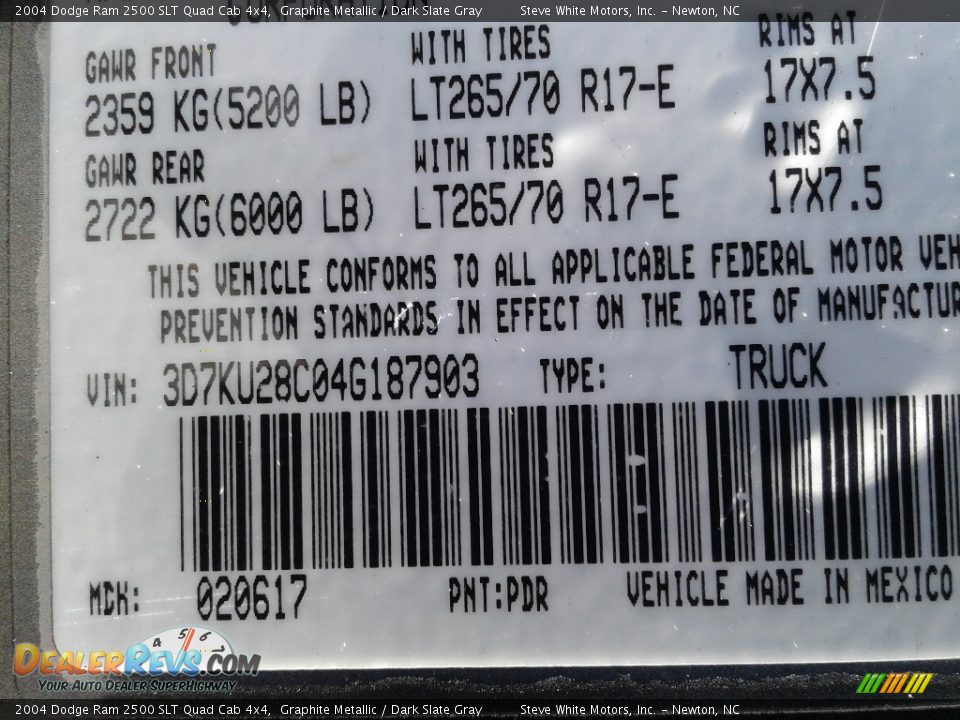 2004 Dodge Ram 2500 SLT Quad Cab 4x4 Graphite Metallic / Dark Slate Gray Photo #32
