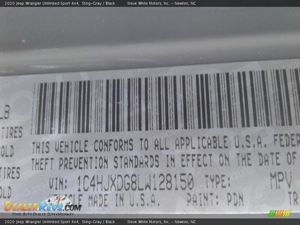 2020 Jeep Wrangler Unlimited Sport 4x4 Sting-Gray / Black Photo #26