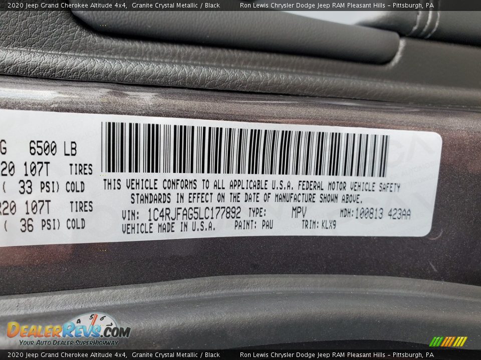 2020 Jeep Grand Cherokee Altitude 4x4 Granite Crystal Metallic / Black Photo #15