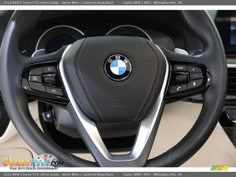 2019 BMW 5 Series 530i xDrive Sedan Alpine White / Canberra Beige/Black Photo #7