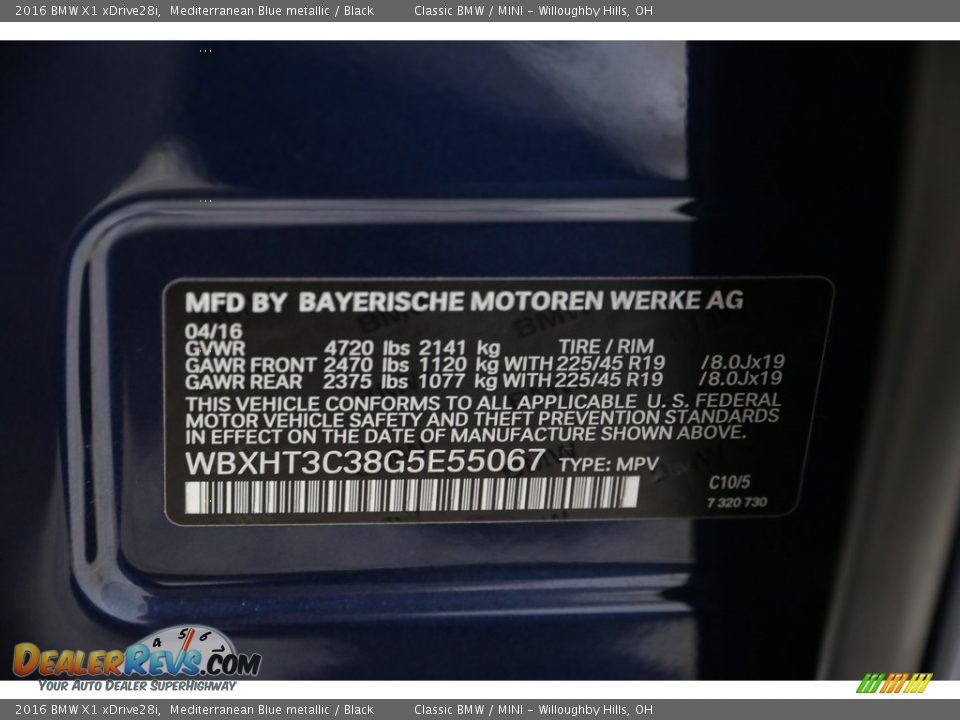 2016 BMW X1 xDrive28i Mediterranean Blue metallic / Black Photo #27