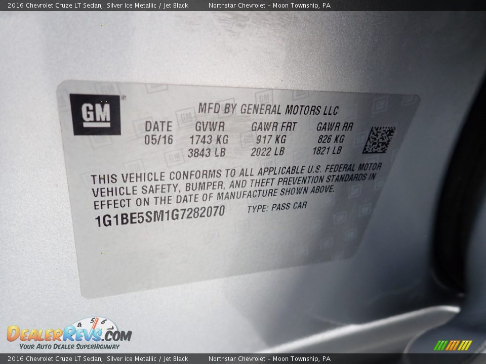 2016 Chevrolet Cruze LT Sedan Silver Ice Metallic / Jet Black Photo #28