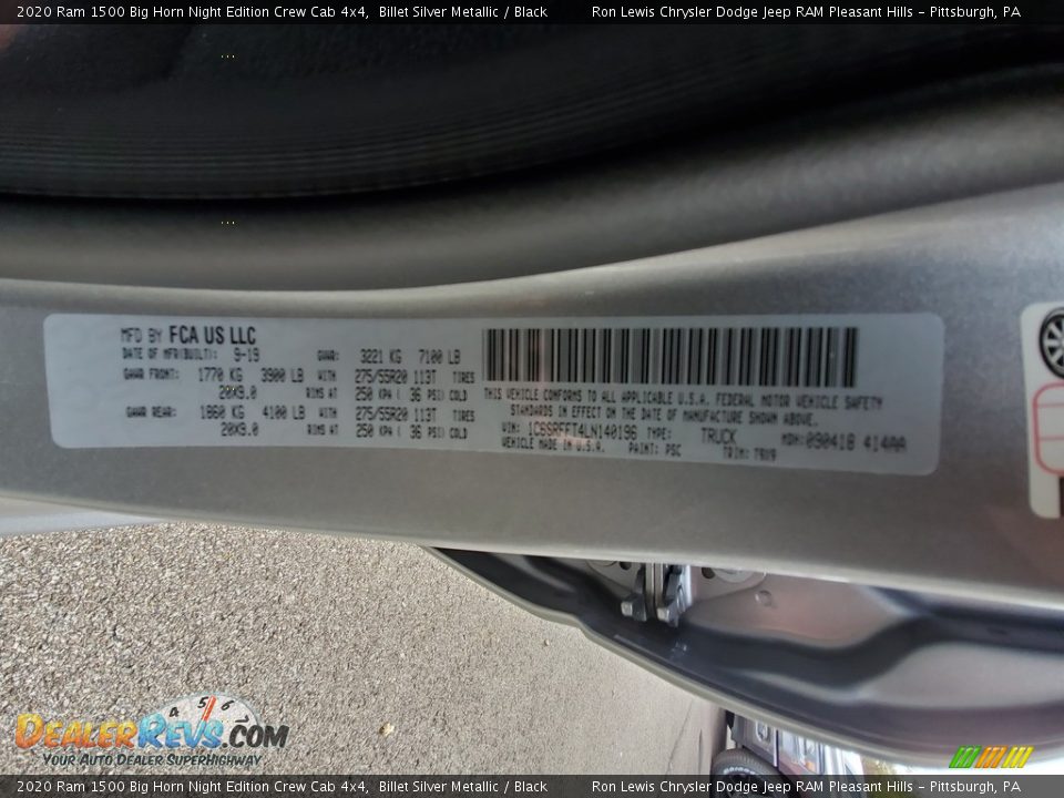 2020 Ram 1500 Big Horn Night Edition Crew Cab 4x4 Billet Silver Metallic / Black Photo #15