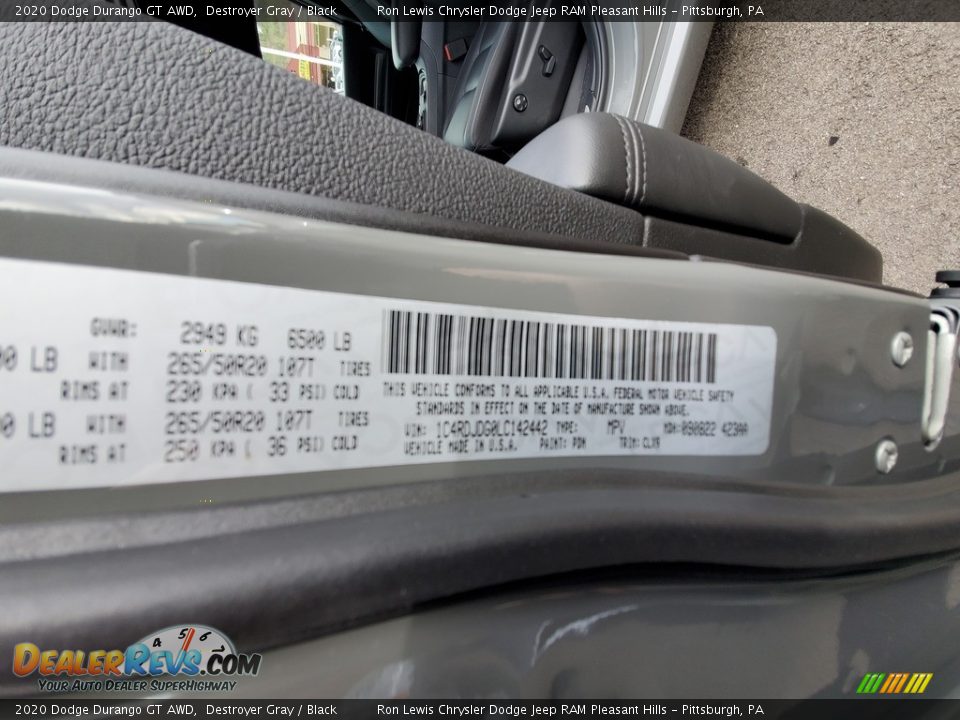 2020 Dodge Durango GT AWD Destroyer Gray / Black Photo #15