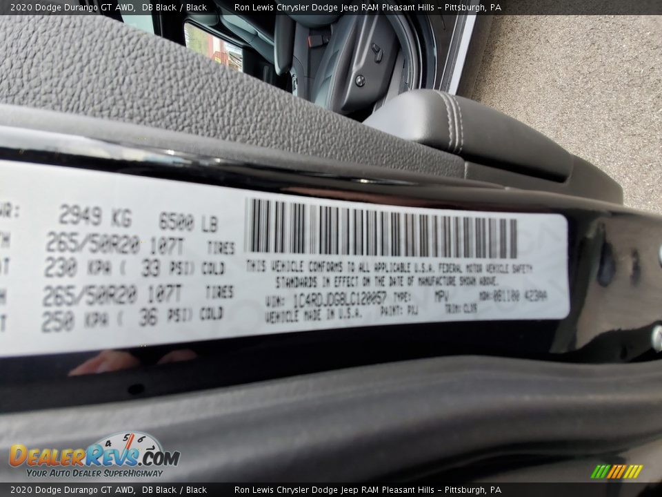 2020 Dodge Durango GT AWD DB Black / Black Photo #15