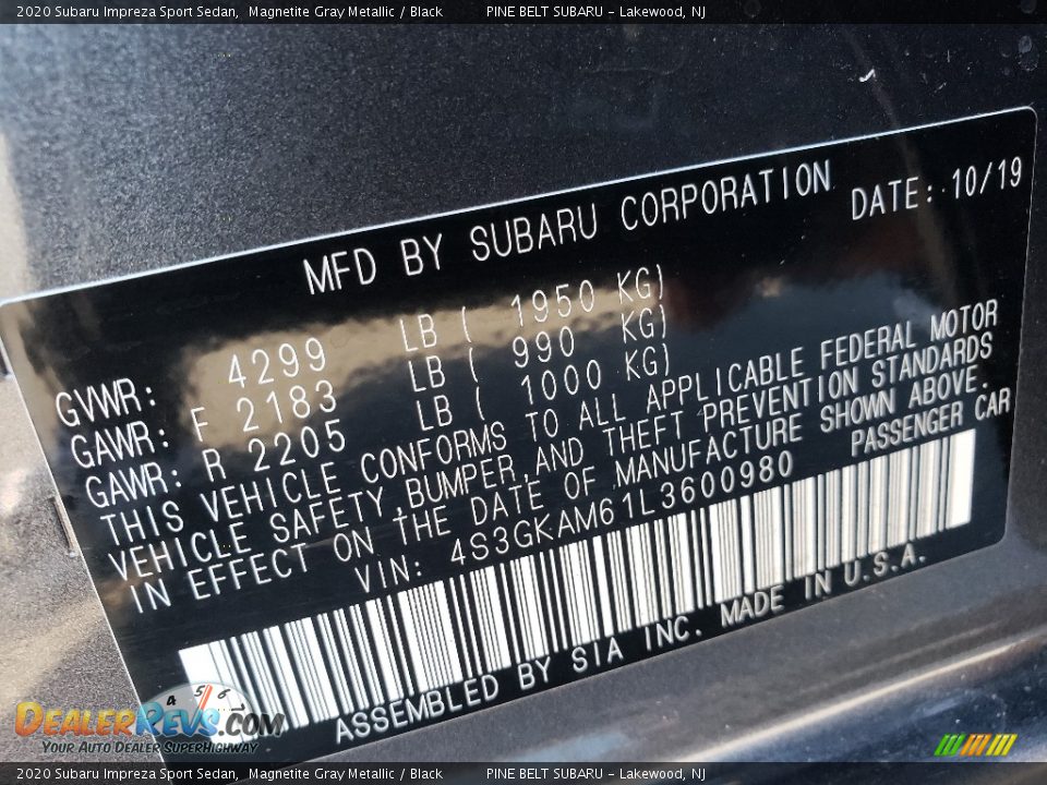 2020 Subaru Impreza Sport Sedan Magnetite Gray Metallic / Black Photo #9