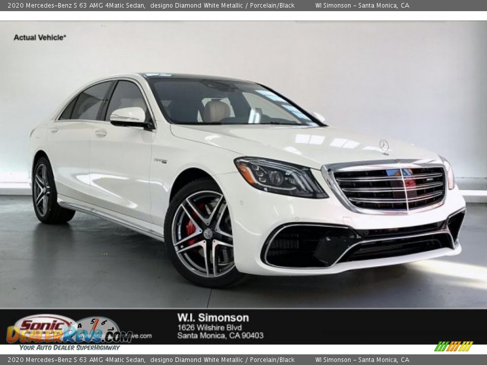 2020 Mercedes-Benz S 63 AMG 4Matic Sedan designo Diamond White Metallic / Porcelain/Black Photo #1