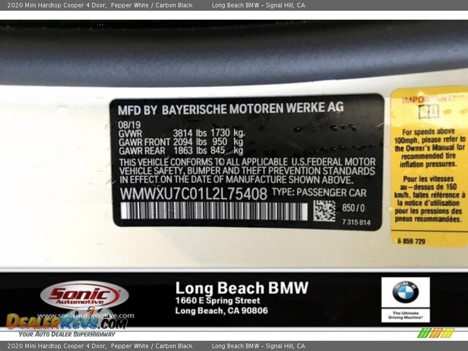 2020 Mini Hardtop Cooper 4 Door Pepper White / Carbon Black Photo #11