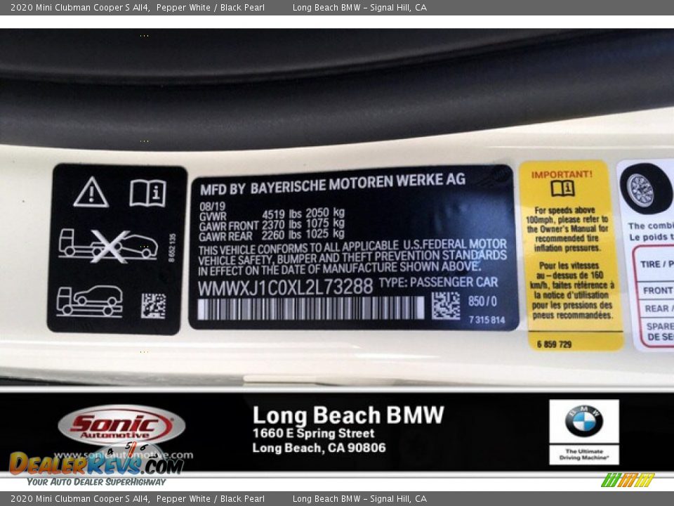 2020 Mini Clubman Cooper S All4 Pepper White / Black Pearl Photo #11