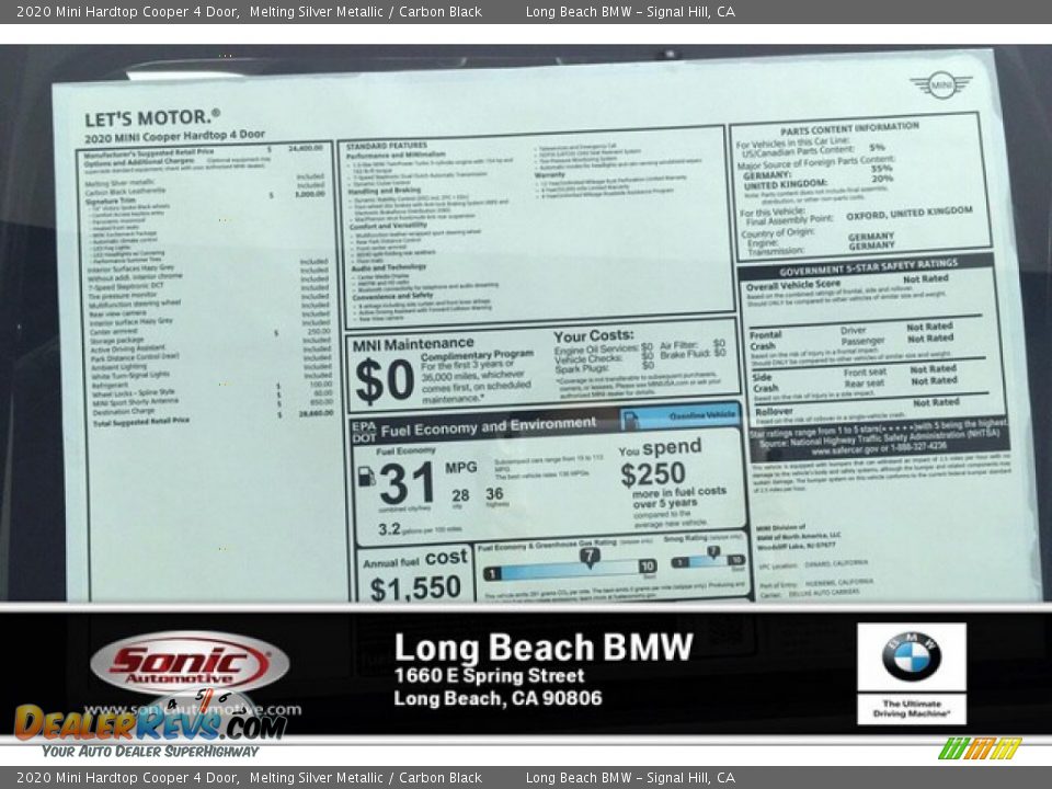 2020 Mini Hardtop Cooper 4 Door Melting Silver Metallic / Carbon Black Photo #10
