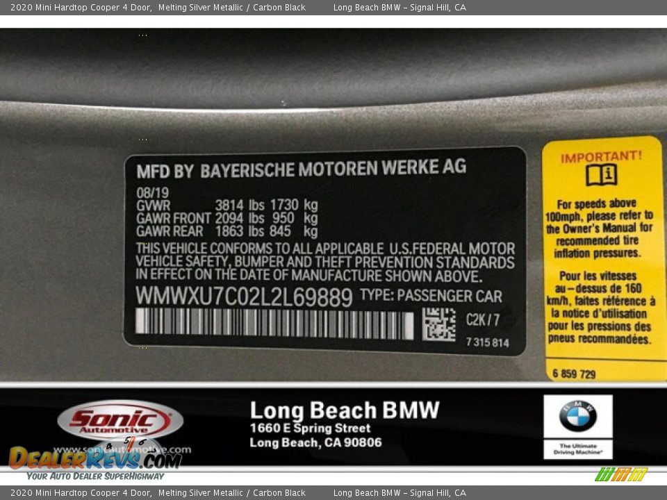 2020 Mini Hardtop Cooper 4 Door Melting Silver Metallic / Carbon Black Photo #11