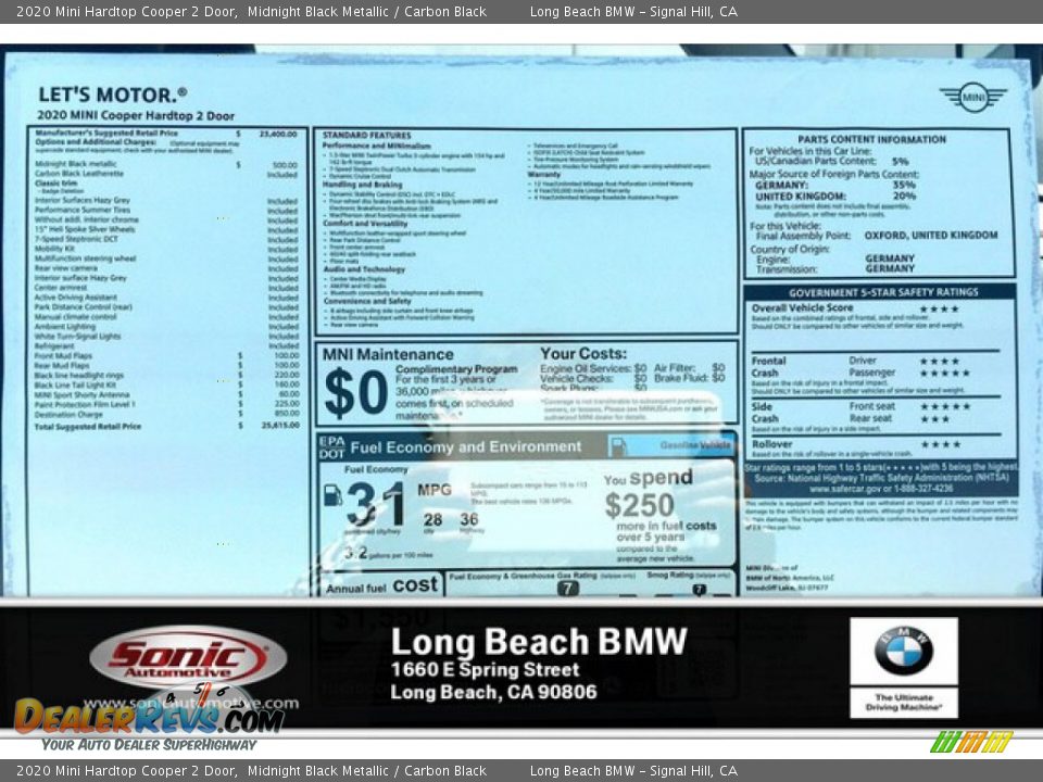 2020 Mini Hardtop Cooper 2 Door Midnight Black Metallic / Carbon Black Photo #9