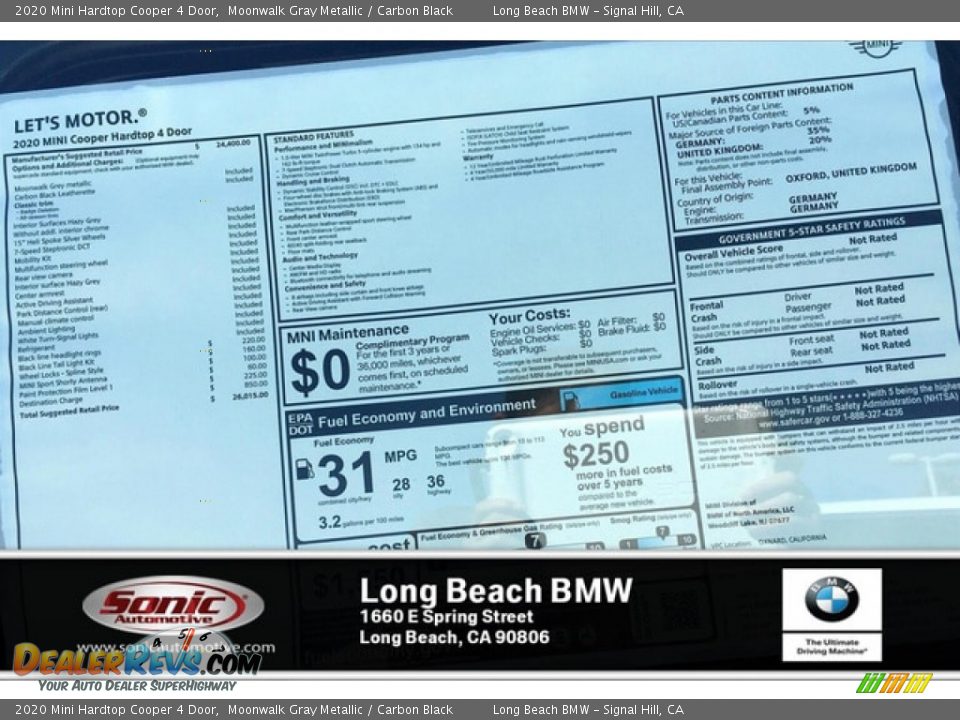 2020 Mini Hardtop Cooper 4 Door Moonwalk Gray Metallic / Carbon Black Photo #10