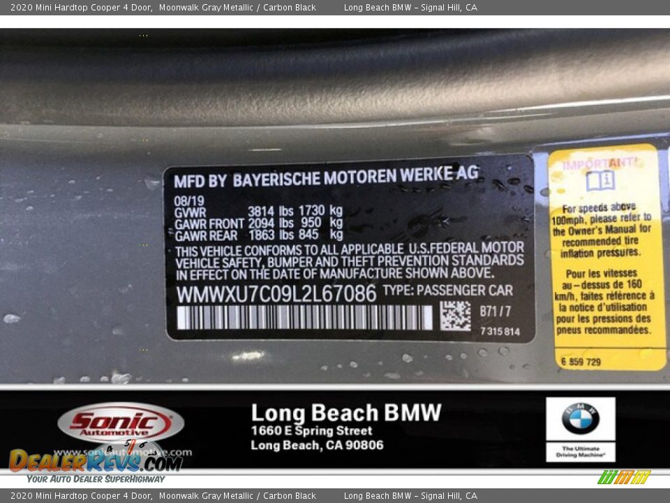 2020 Mini Hardtop Cooper 4 Door Moonwalk Gray Metallic / Carbon Black Photo #11