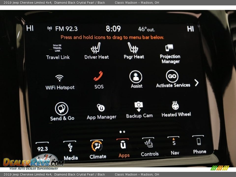 2019 Jeep Cherokee Limited 4x4 Diamond Black Crystal Pearl / Black Photo #12