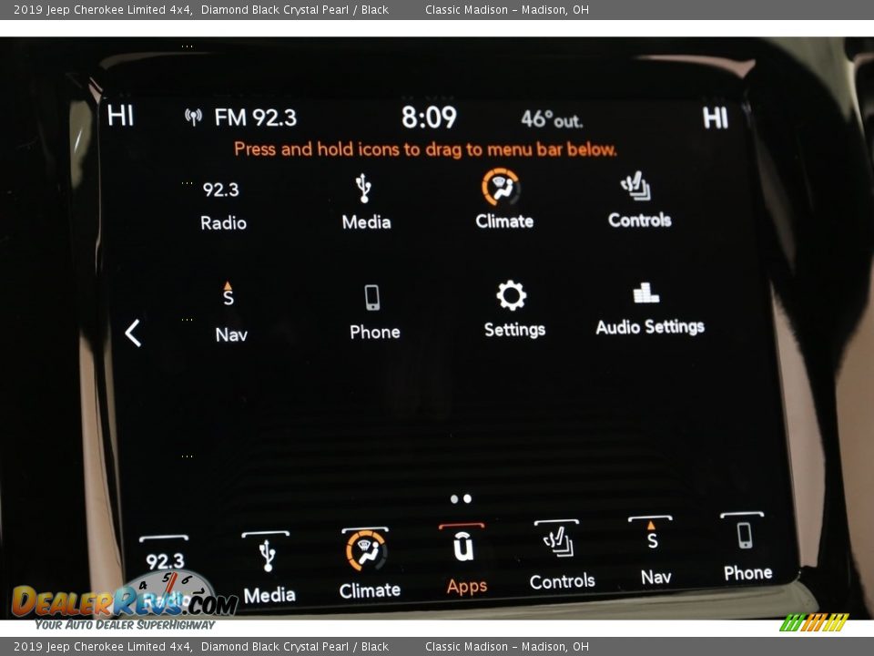 2019 Jeep Cherokee Limited 4x4 Diamond Black Crystal Pearl / Black Photo #13