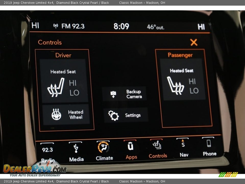 2019 Jeep Cherokee Limited 4x4 Diamond Black Crystal Pearl / Black Photo #14