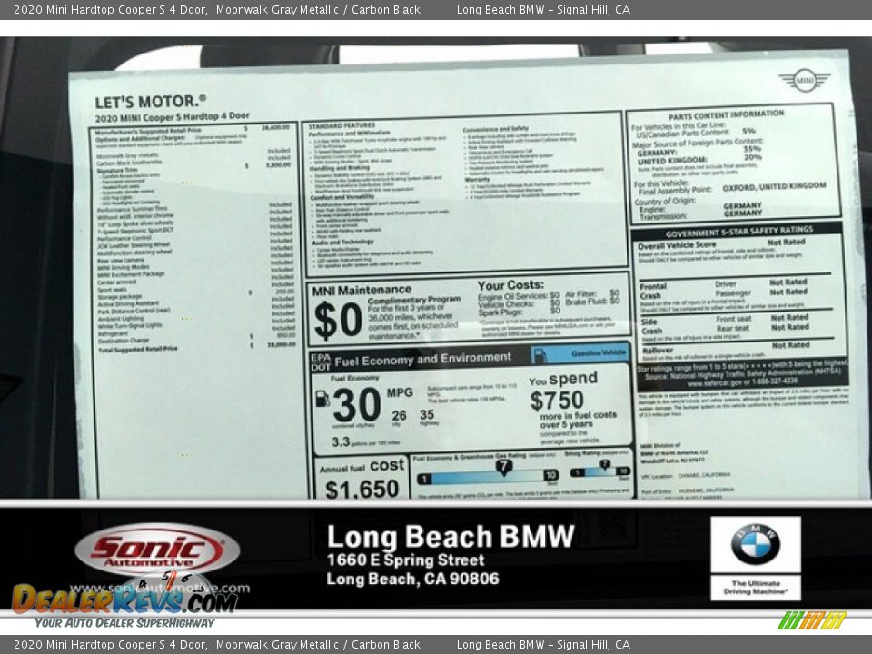 2020 Mini Hardtop Cooper S 4 Door Moonwalk Gray Metallic / Carbon Black Photo #10