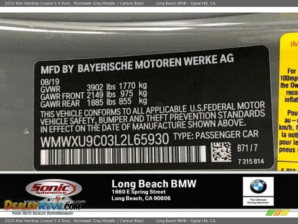 2020 Mini Hardtop Cooper S 4 Door Moonwalk Gray Metallic / Carbon Black Photo #11